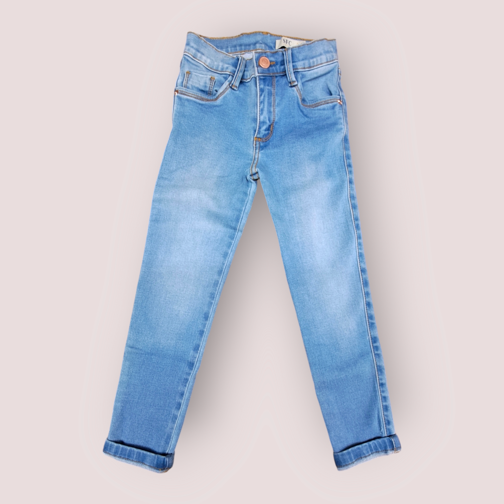Jeans niña claro sistema ajustable en cintura 
